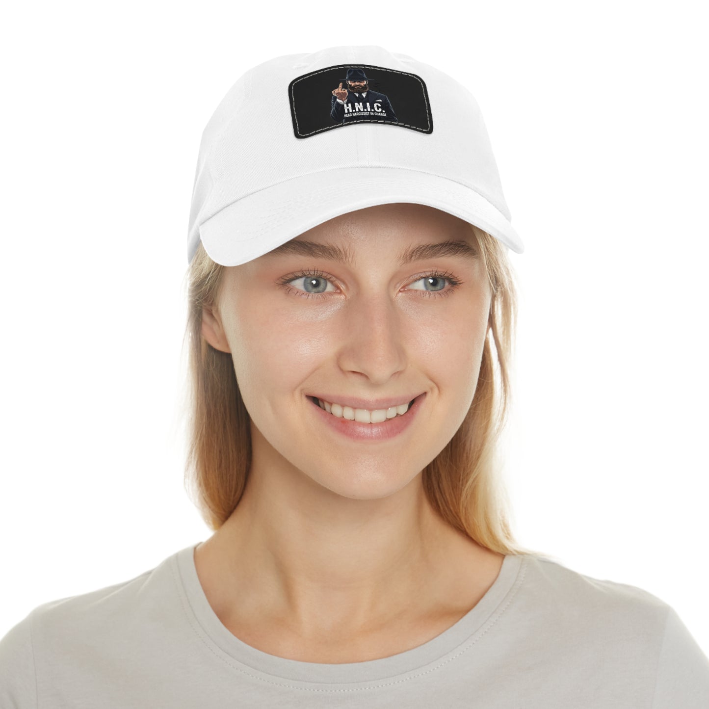 Stylish Dad Hat with Leather Patch, H.N.I.C. Cap, Casual Summer Hat, Unisex Gift, Trendy Accessory, Everyday Wear