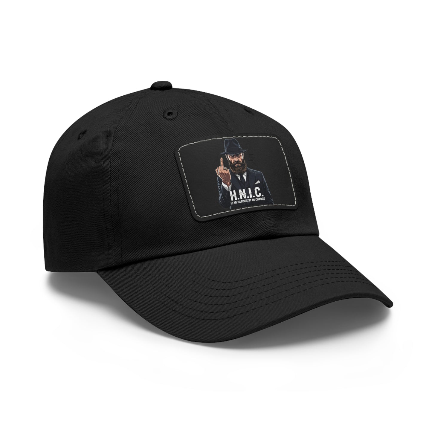 Stylish Dad Hat with Leather Patch, H.N.I.C. Cap, Casual Summer Hat, Unisex Gift, Trendy Accessory, Everyday Wear