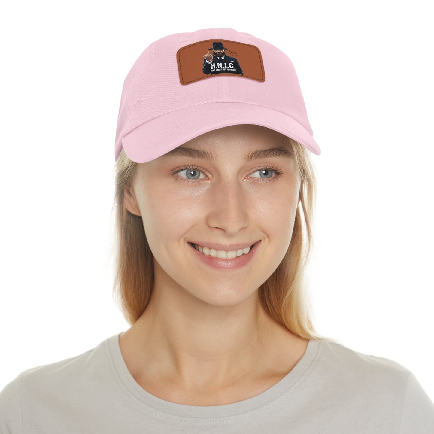 Stylish Dad Hat with Leather Patch, H.N.I.C. Cap, Casual Summer Hat, Unisex Gift, Trendy Accessory, Everyday Wear