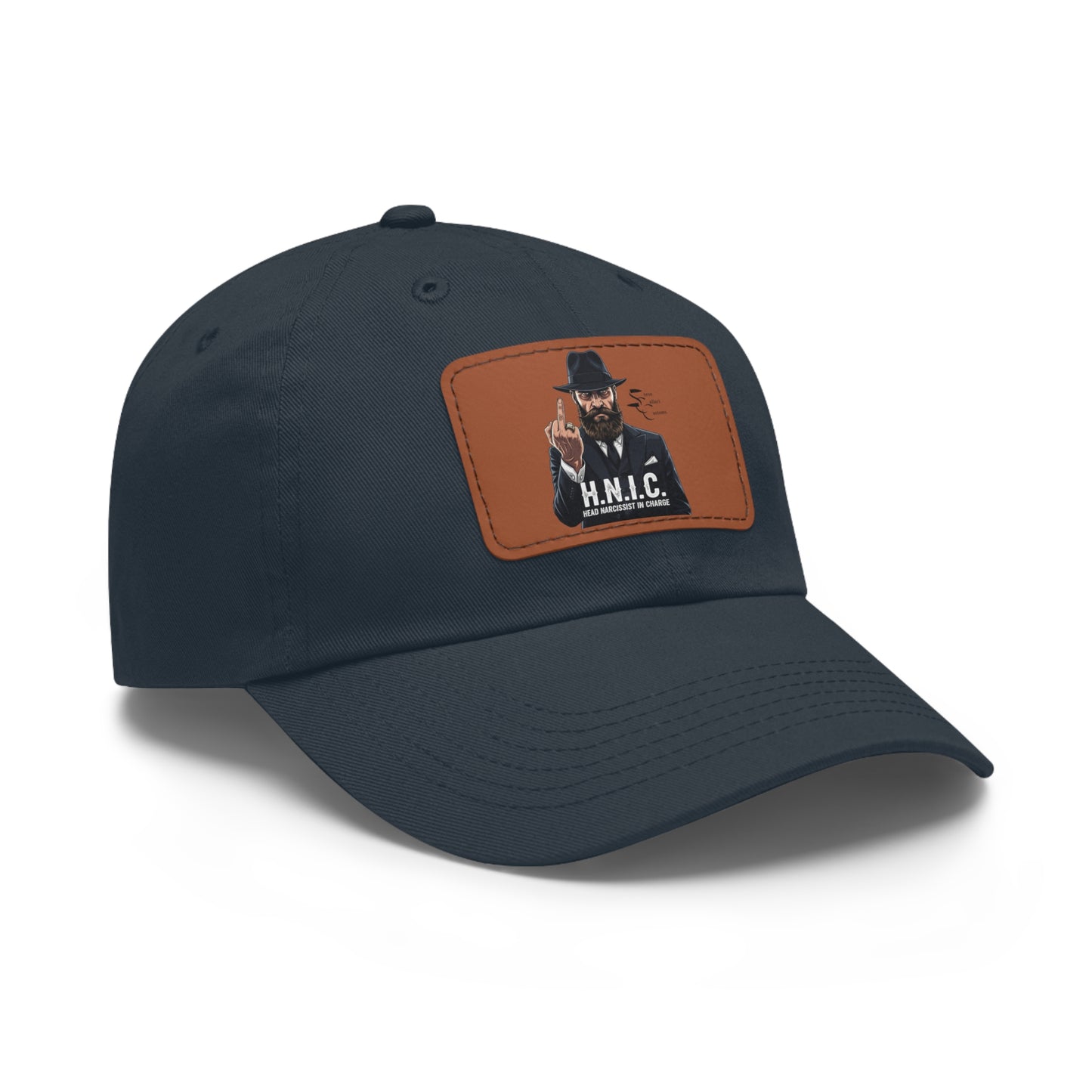 Stylish Dad Hat with Leather Patch, H.N.I.C. Cap, Casual Summer Hat, Unisex Gift, Trendy Accessory, Everyday Wear