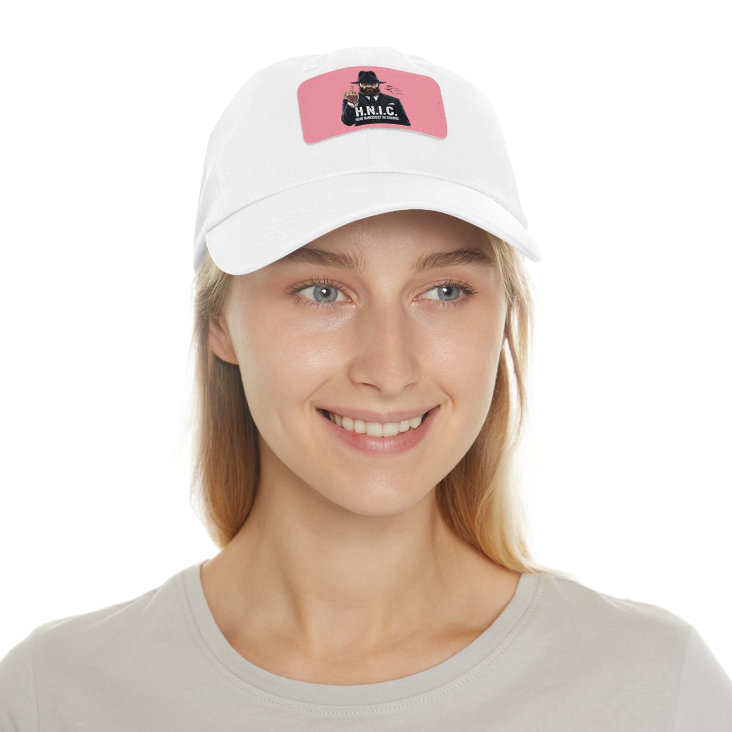 Stylish Dad Hat with Leather Patch, H.N.I.C. Cap, Casual Summer Hat, Unisex Gift, Trendy Accessory, Everyday Wear