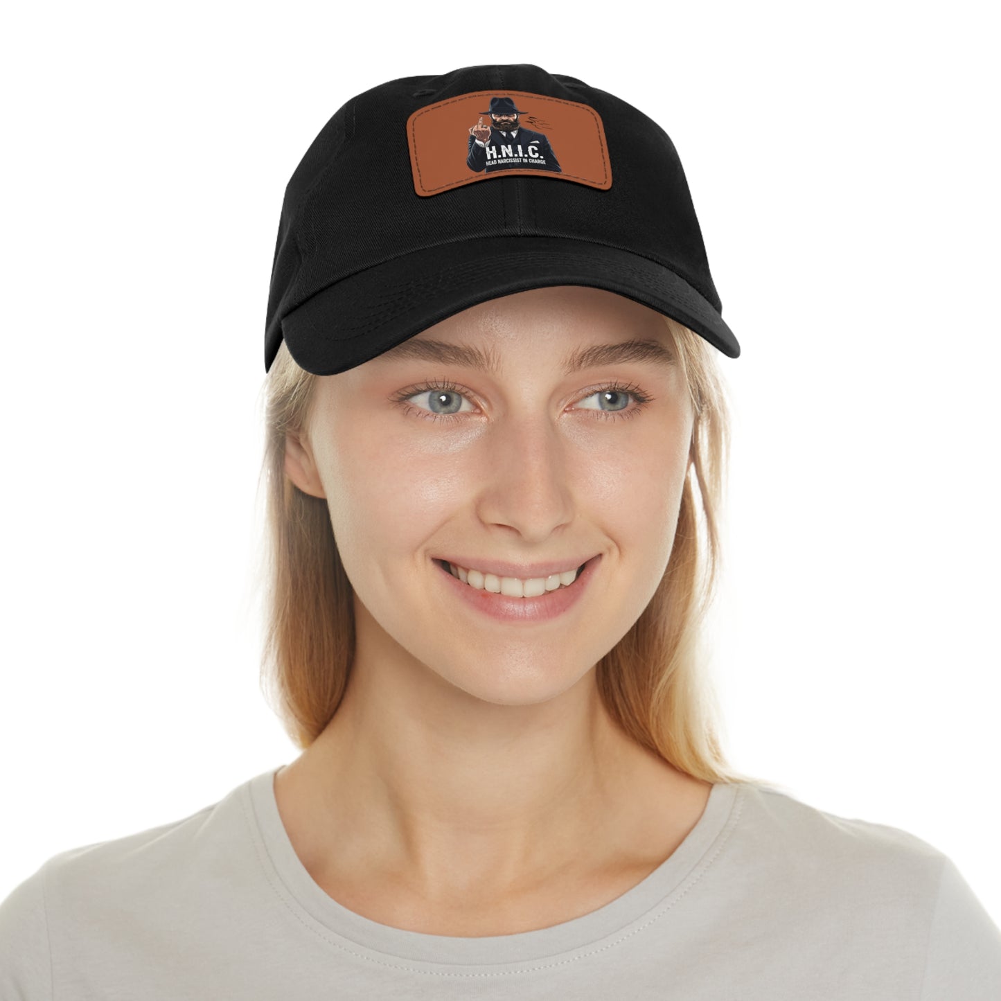 Stylish Dad Hat with Leather Patch, H.N.I.C. Cap, Casual Summer Hat, Unisex Gift, Trendy Accessory, Everyday Wear