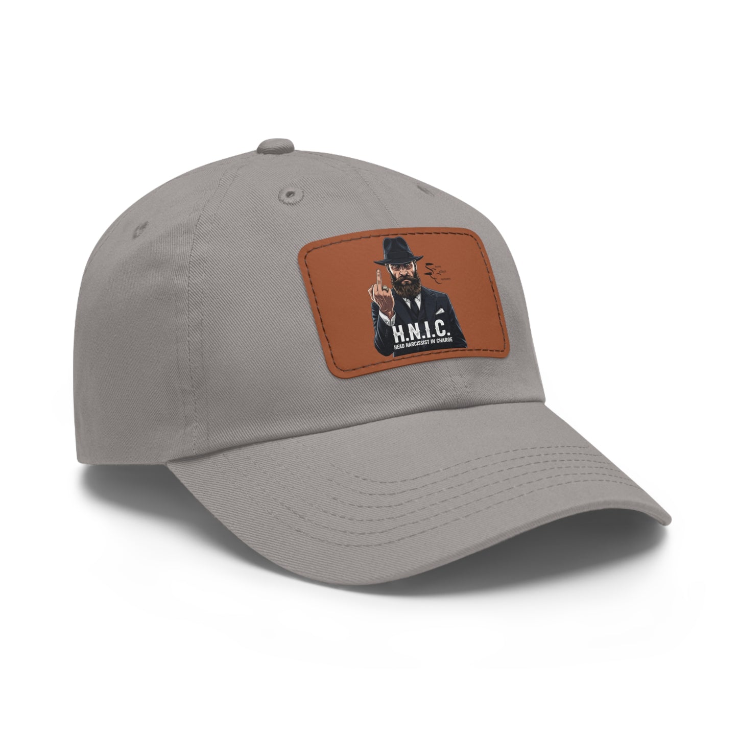 Stylish Dad Hat with Leather Patch, H.N.I.C. Cap, Casual Summer Hat, Unisex Gift, Trendy Accessory, Everyday Wear