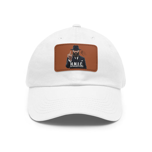 Stylish Dad Hat with Leather Patch, H.N.I.C. Cap, Casual Summer Hat, Unisex Gift, Trendy Accessory, Everyday Wear