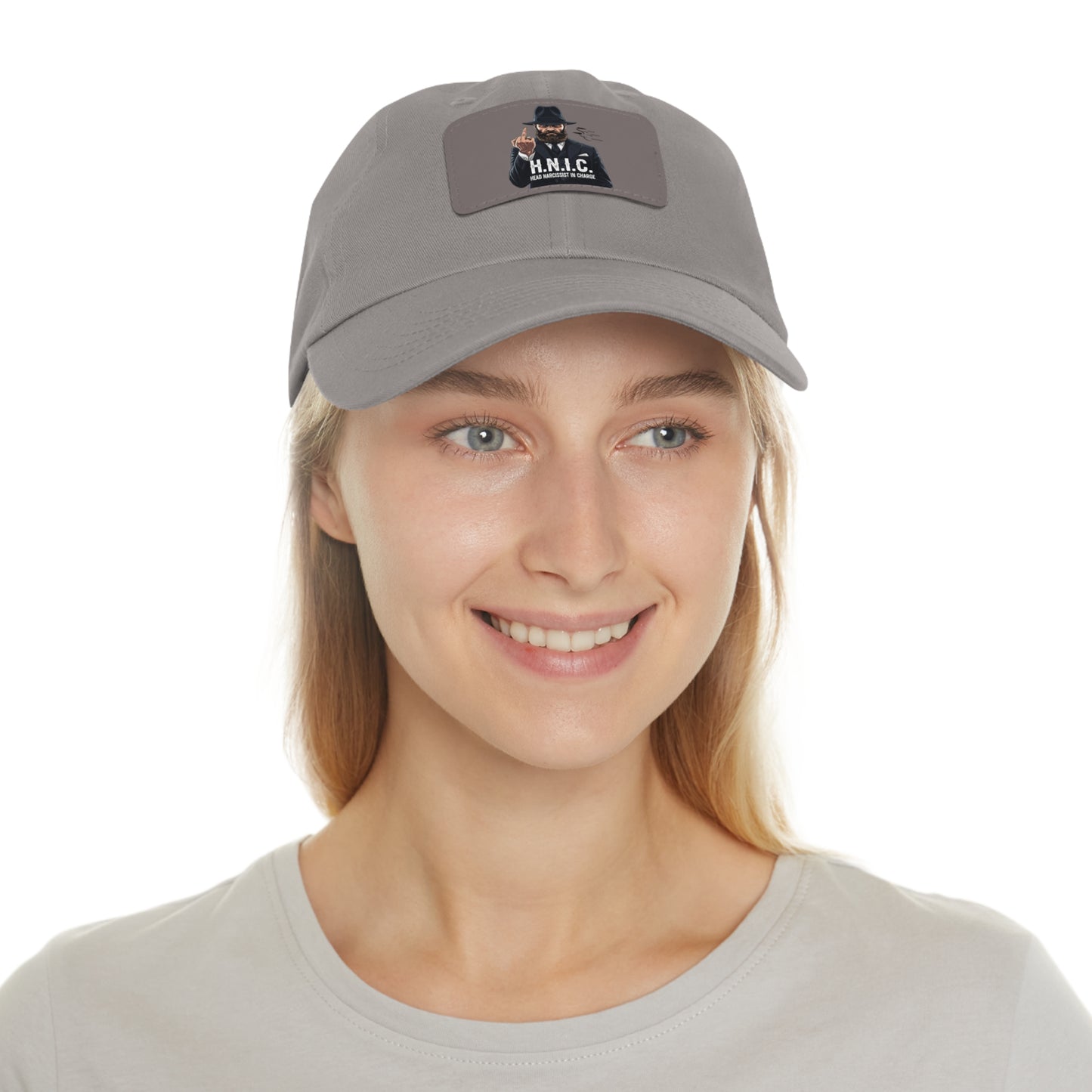 Stylish Dad Hat with Leather Patch, H.N.I.C. Cap, Casual Summer Hat, Unisex Gift, Trendy Accessory, Everyday Wear