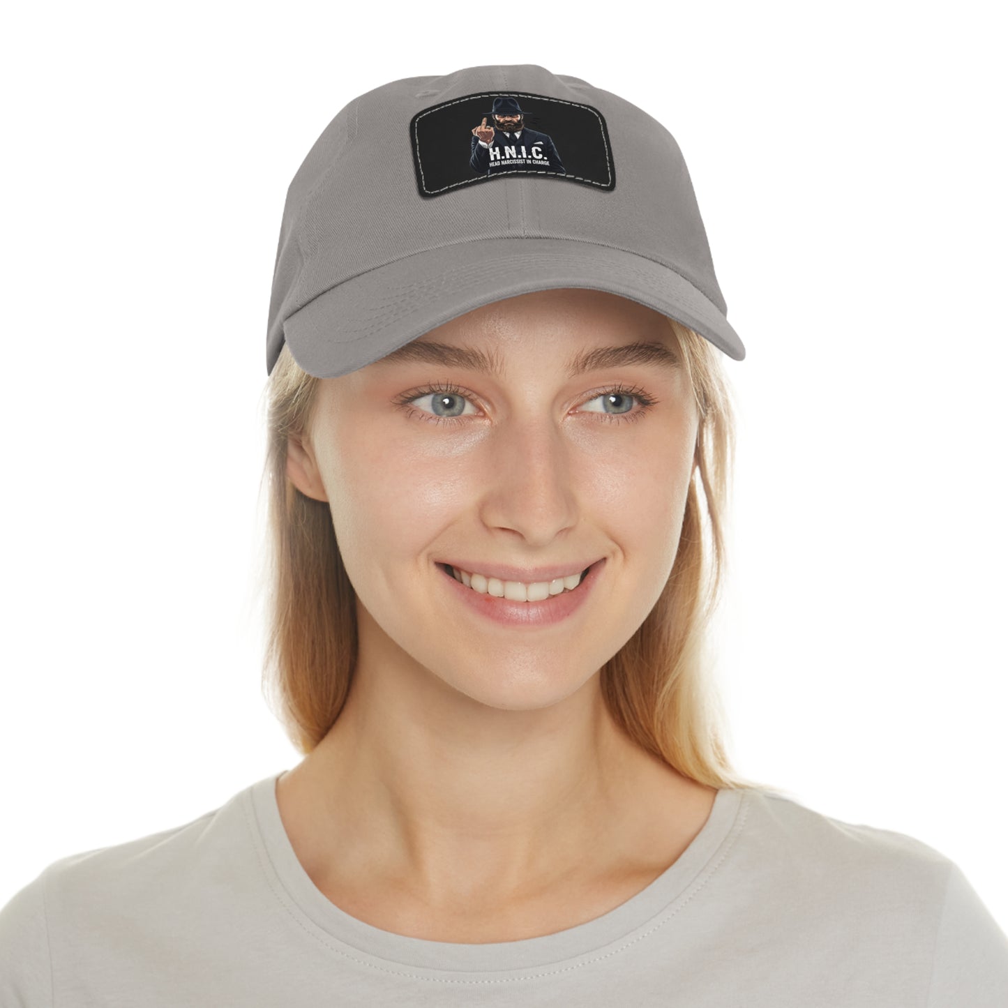Stylish Dad Hat with Leather Patch, H.N.I.C. Cap, Casual Summer Hat, Unisex Gift, Trendy Accessory, Everyday Wear