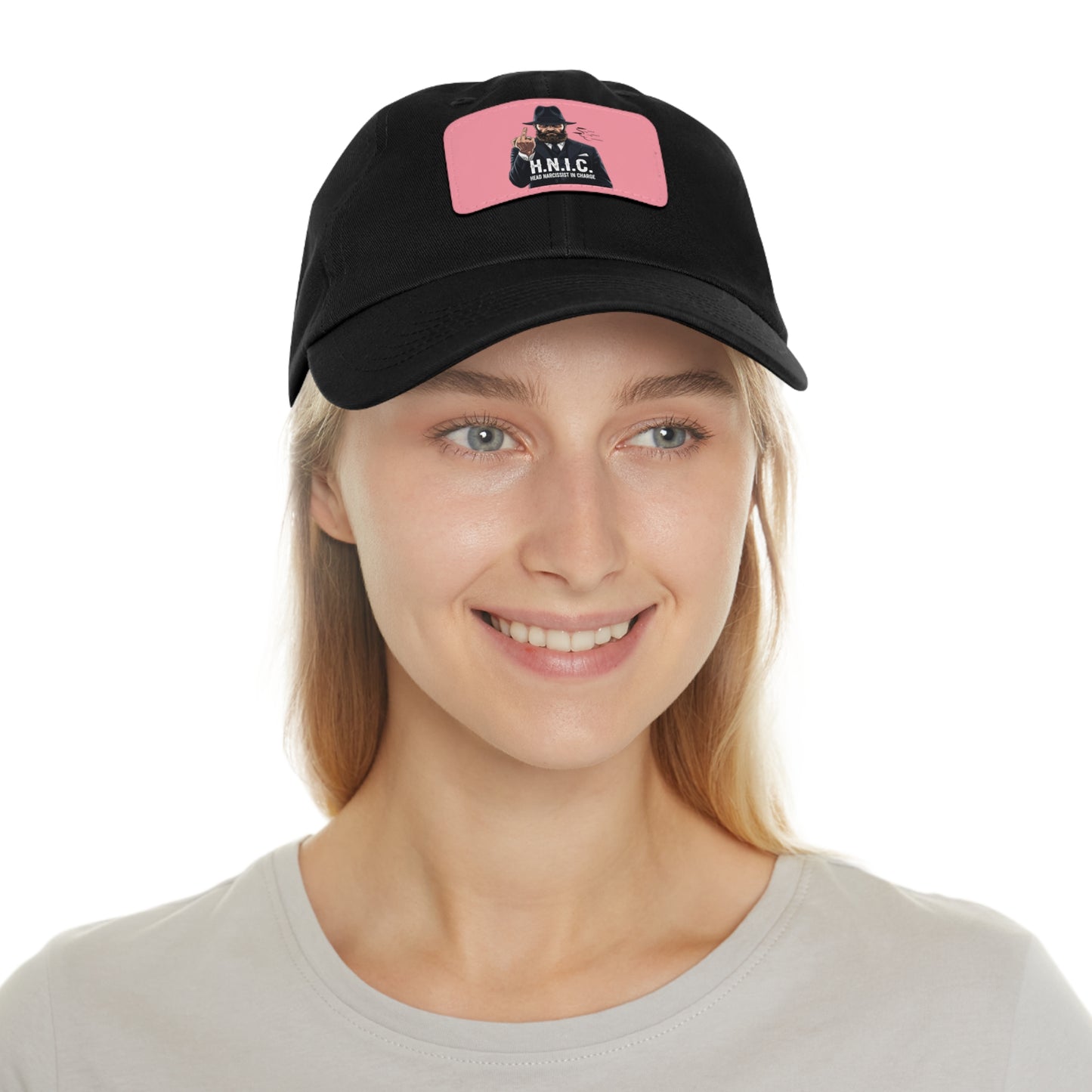 Stylish Dad Hat with Leather Patch, H.N.I.C. Cap, Casual Summer Hat, Unisex Gift, Trendy Accessory, Everyday Wear