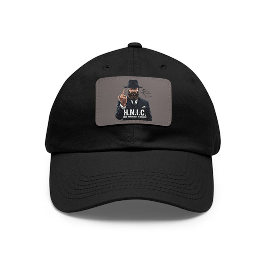 Stylish Dad Hat with Leather Patch, H.N.I.C. Cap, Casual Summer Hat, Unisex Gift, Trendy Accessory, Everyday Wear
